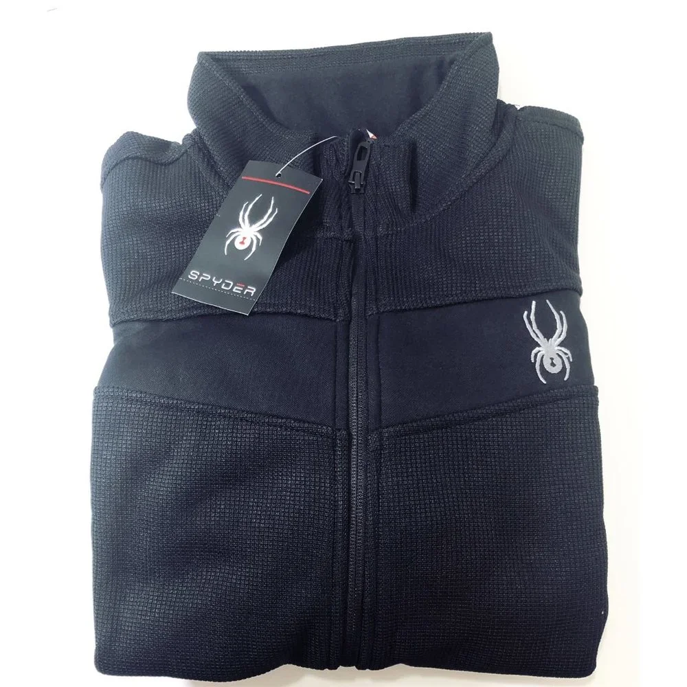 Spyder Mens Black Racer Full Zip Long Sleeve Knit Jacket Sz L NWT - Picture 5 of 11